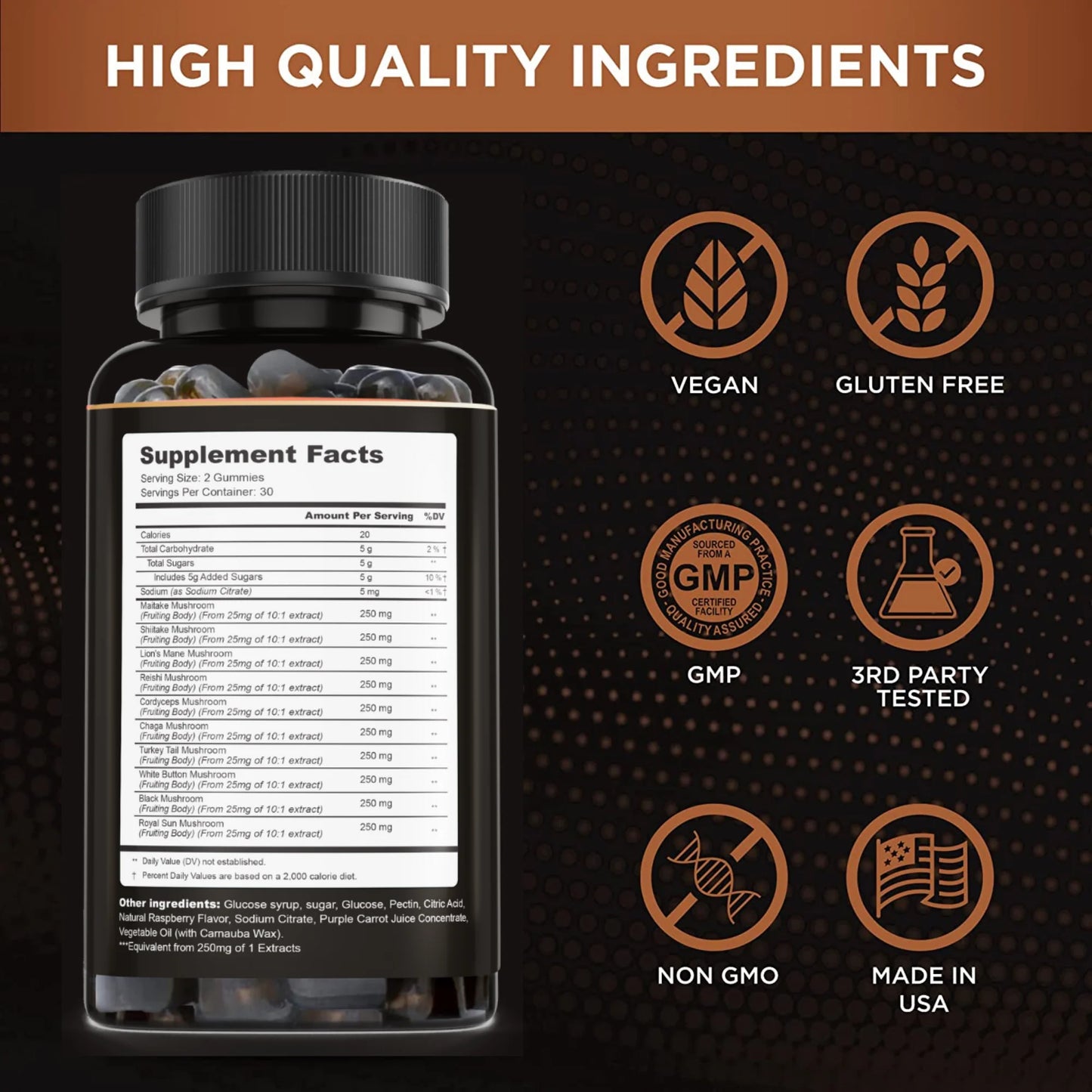 Lion’s Mane Mushroom Gummies – 10 Mushroom Complex