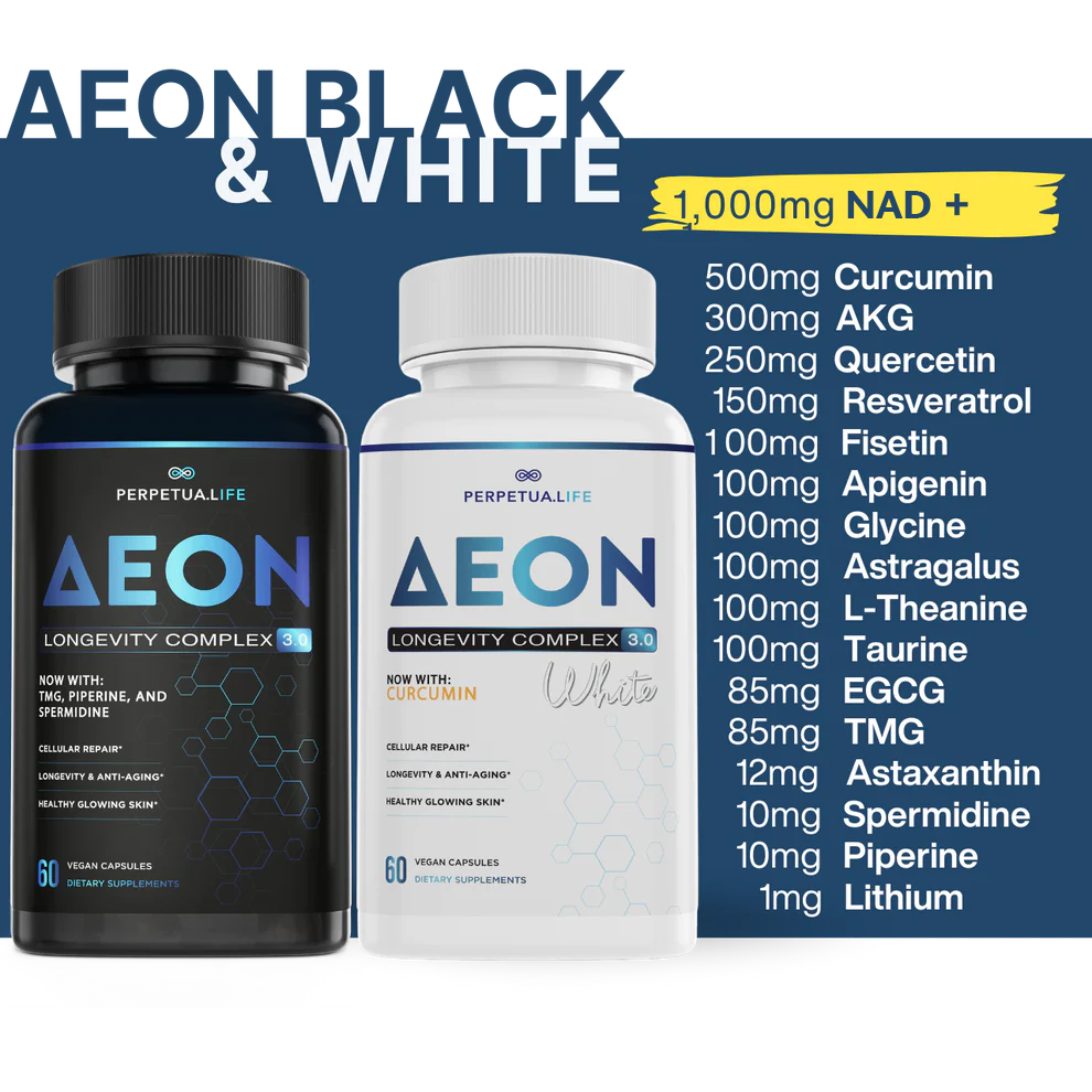 NAD+ Liposomal Anti Aging Supplement Complex AEON Black & White Bundle